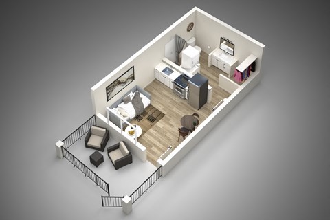 Floor plan for studio, 1 bath, 367 sqft